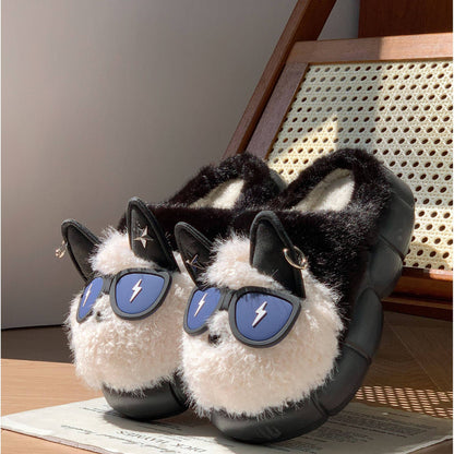 Fluffy Slippers  | Funky Dog/Fox Plush Design | Anti-Slip Indoor/Outdoor Sole