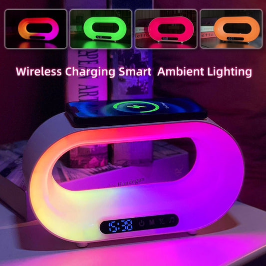 3-in-1 Nightstand Device | Qi Wireless Charger | Customizable Dimmable Night Light