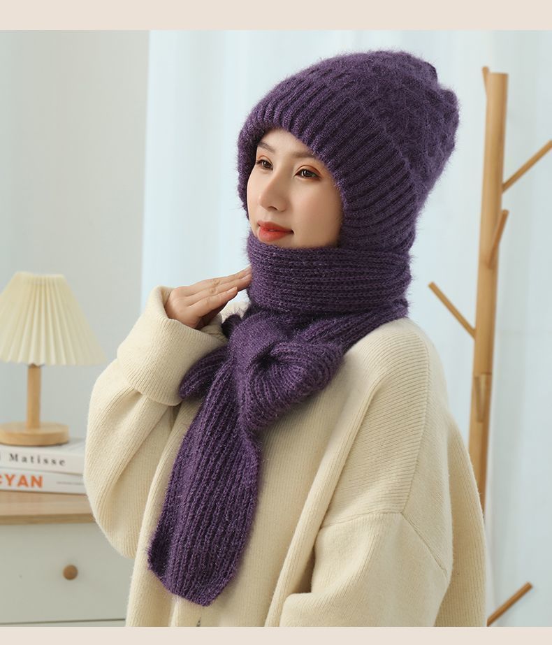 All-in-One Hooded Scarf | Plush Knit Beanie & Scarf Combo | Multiple Colors