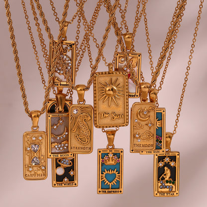 Tarot Necklace | Major Arcana Pendant | Enamel & Rhinestone Detail