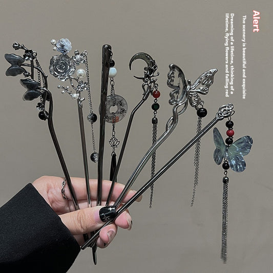 Black Hair Pins | Minimalist Modern Design | Secure All-Day Hold  | Retro Cheongsam