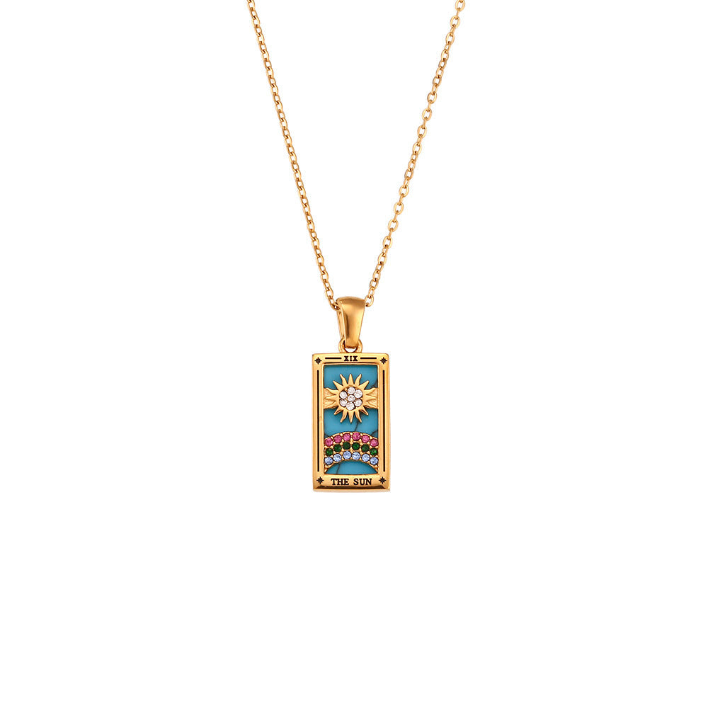 Tarot Necklace | Major Arcana Pendant | Enamel & Rhinestone Detail