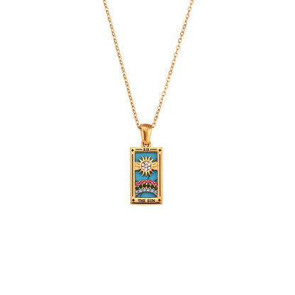 Tarot Necklace | Major Arcana Pendant | Enamel & Rhinestone Detail