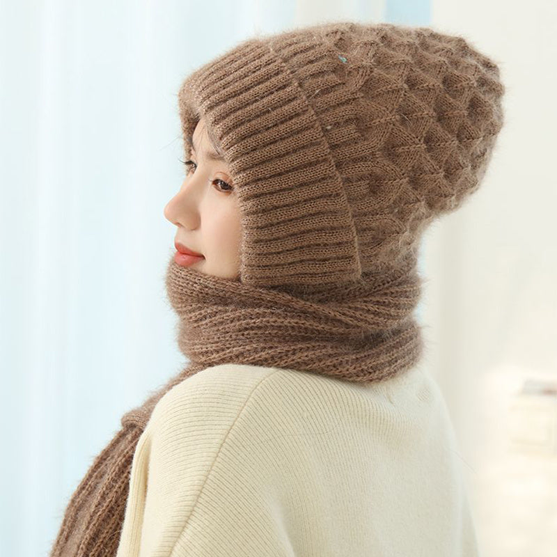 All-in-One Hooded Scarf | Plush Knit Beanie & Scarf Combo | Multiple Colors