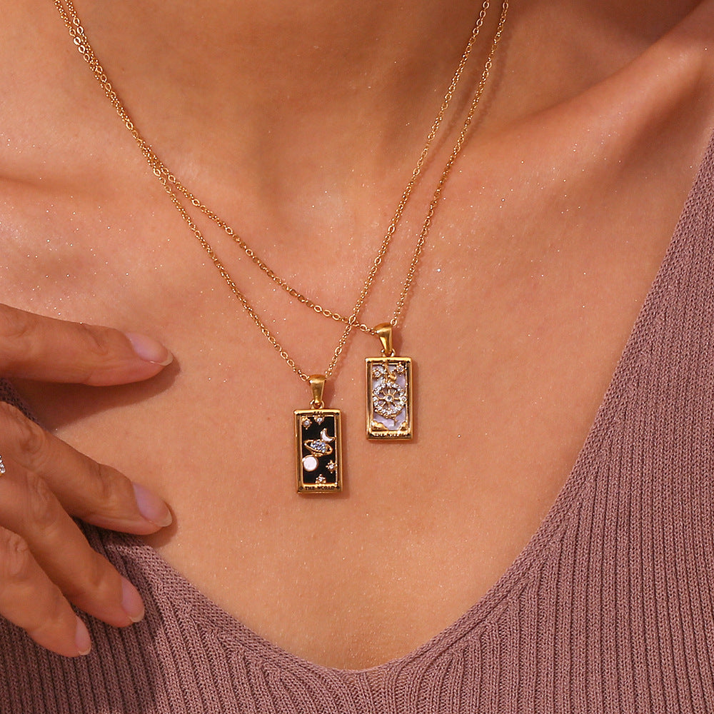 Tarot Necklace | Major Arcana Pendant | Enamel & Rhinestone Detail