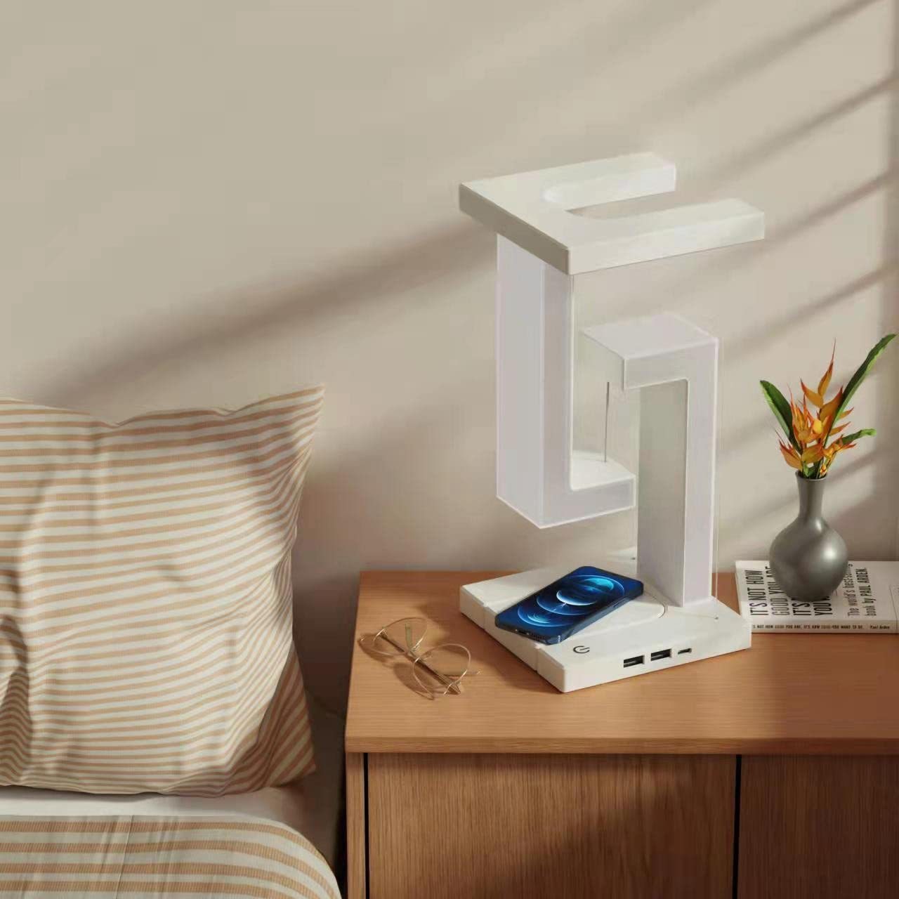 Magnetic Levitation Night Light | Wireless Phone Charger | Foldable & Eye-Protecting Desk Lamp