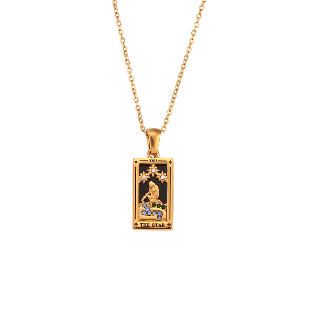 Tarot Necklace | Major Arcana Pendant | Enamel & Rhinestone Detail