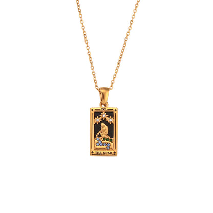 Tarot Necklace | Major Arcana Pendant | Enamel & Rhinestone Detail