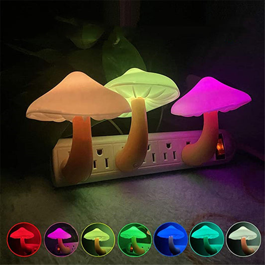 Auto Sensor Mushroom Night Light | Plug-In Light Activated | Warm White & Energy Saving