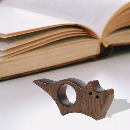Wooden Page Holder | Ergonomic Thumb Design | Adorable Animal Silhouette