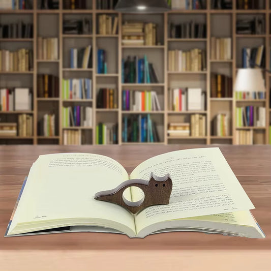 Wooden Page Holder | Ergonomic Thumb Design | Adorable Animal Silhouette