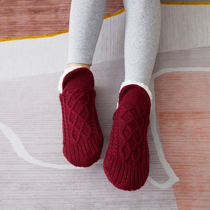 Indoor Floor Socks | Anti-Slip Slipper Socks with Sherpa Lining | V-Design Ballet Style