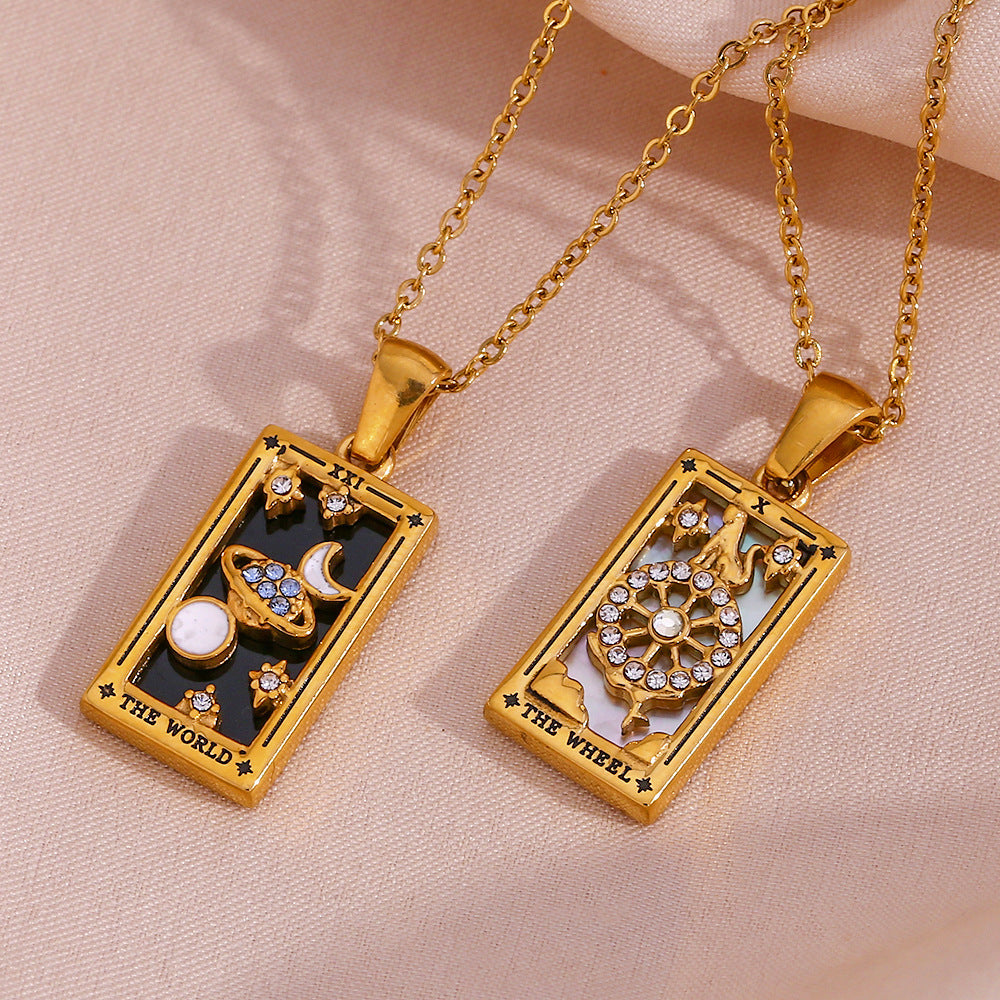 Tarot Necklace | Major Arcana Pendant | Enamel & Rhinestone Detail