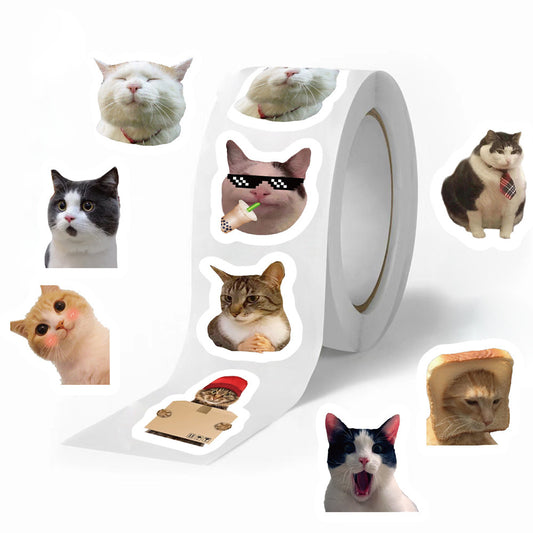 Cat Expression Stickers | 500-Sheet Roll Collection |  Premium Japanese Paper