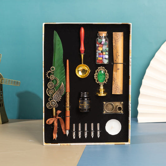 Classic Writing Collection | Ornate Quill & Dip Pen | Authentic Wax Seal Experience