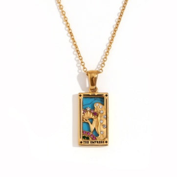 Tarot Necklace | Major Arcana Pendant | Enamel & Rhinestone Detail