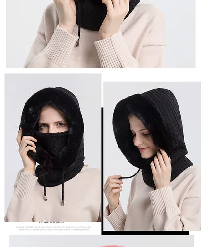 Winter Beanie Scarf Set | Dual-Layer Fleece Lining | One-Piece Ear & Face Protection