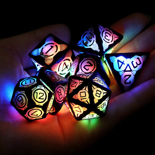 Charging Luminous Dice Set | Dynamic RGB Lighting | Type-C Charging