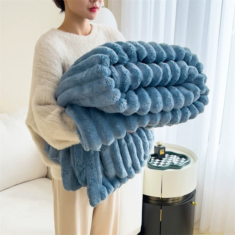 Luxurious Bubble Faux Fur Blanket | Double-Sided AB Thickening | Ultra-Soft & Portable Warmth |  Velvet