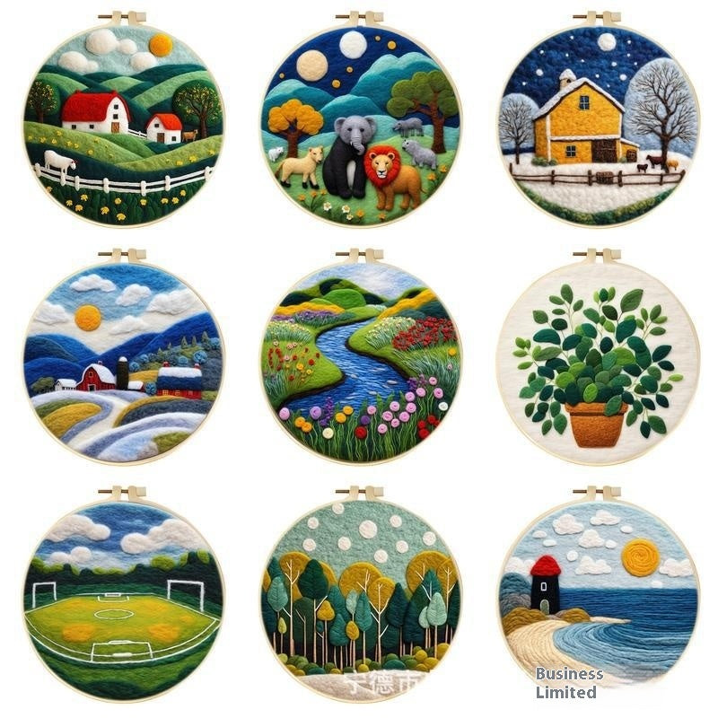 DIY Needle Felting Kit | 3D Floral Hoop Art | Complete Beginner Craft Set