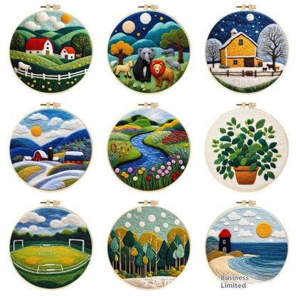 DIY Needle Felting Kit | 3D Floral Hoop Art | Complete Beginner Craft Set